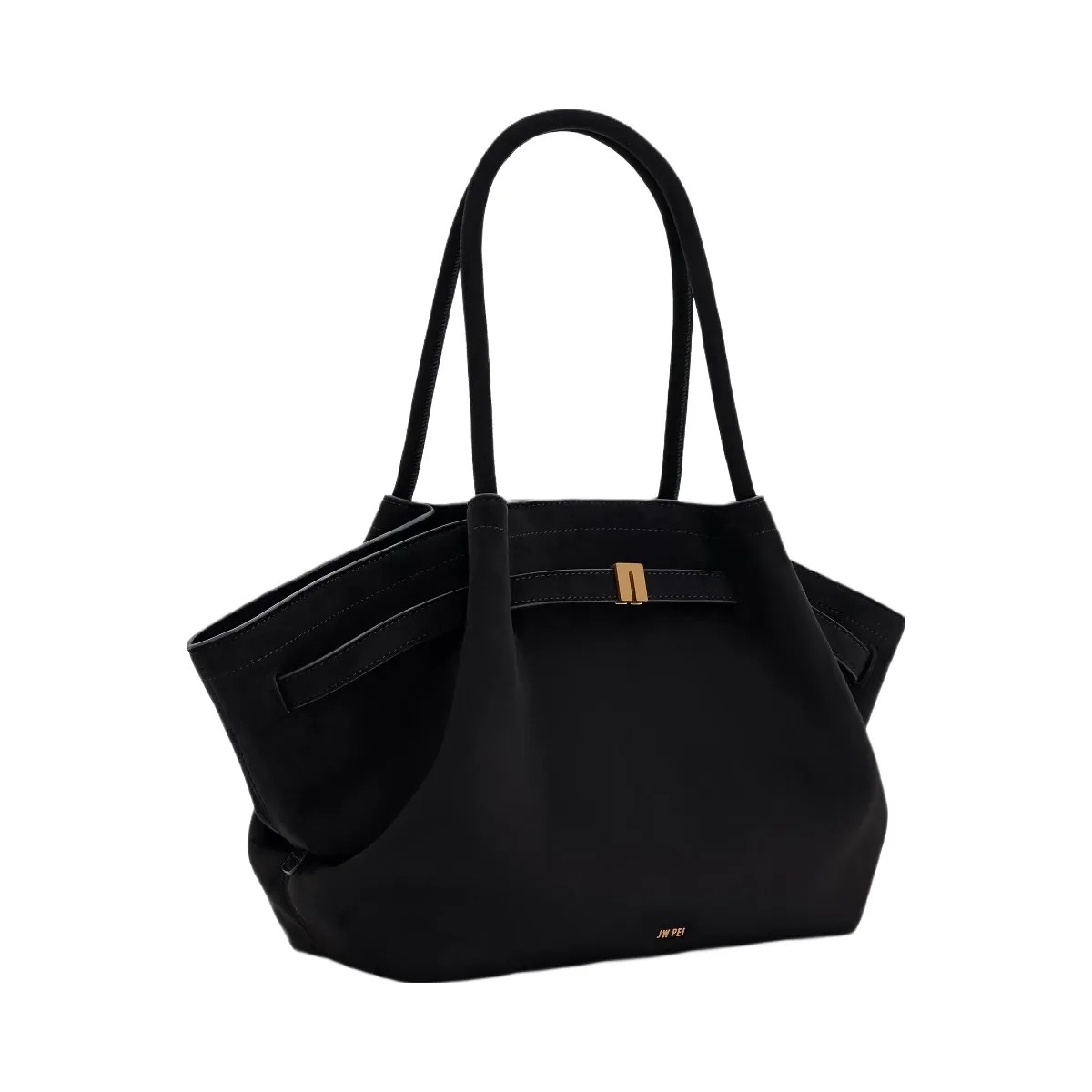JW PEI Hana Medium Faux Suede Tote Bag Black - HypeFly India View 4