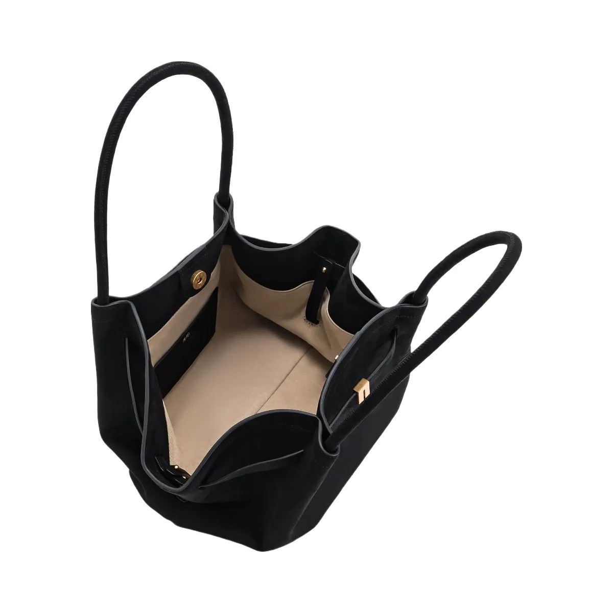 JW PEI Hana Medium Faux Suede Tote Bag Black - HypeFly India View 6