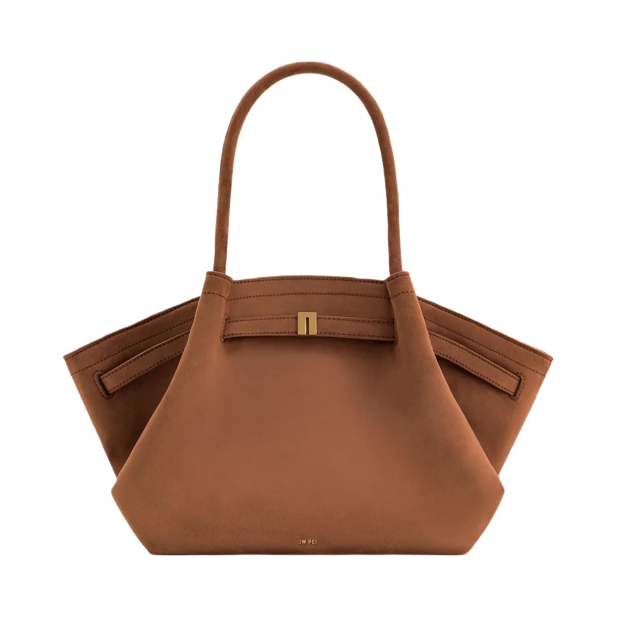 JW PEI Hana Medium Faux Suede Tote Bag Brown - HypeFly India View 1
