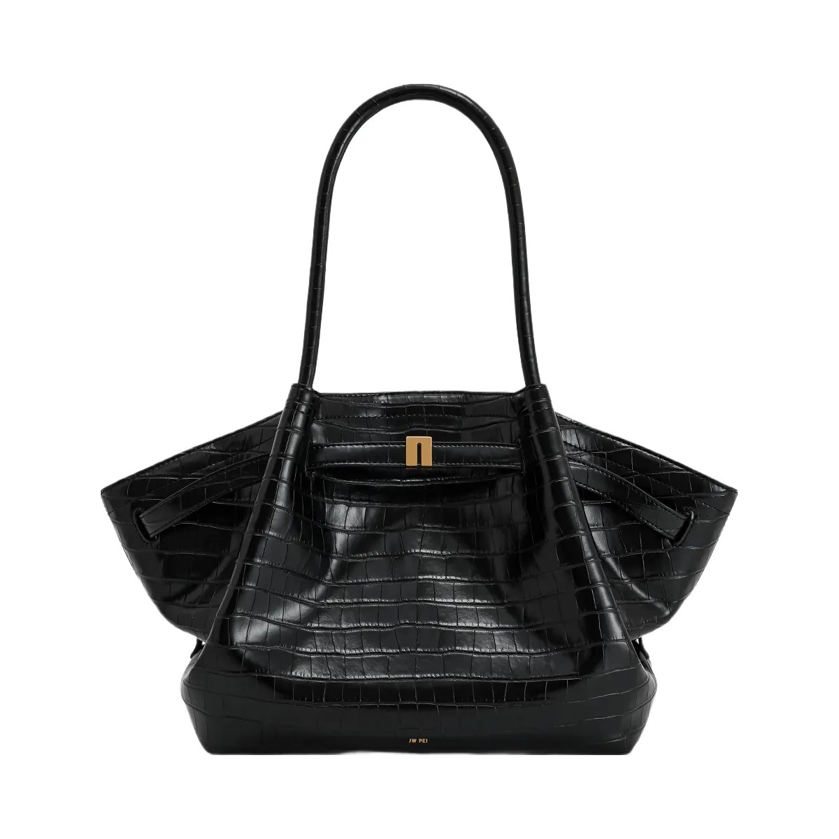 JW PEI Hana Medium Tote Bag Black Croc - HypeFly India View 1