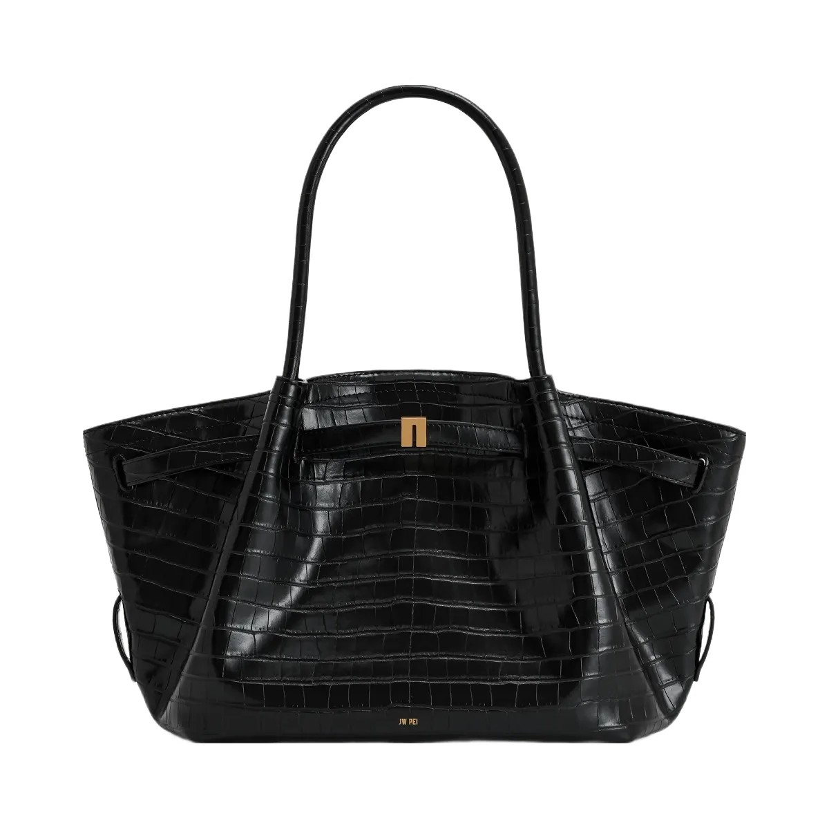 JW PEI Hana Medium Tote Bag Black Croc - HypeFly India View 3