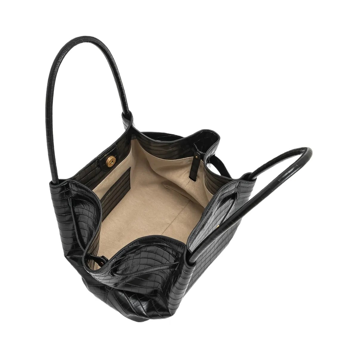 JW PEI Hana Medium Tote Bag Black Croc - HypeFly India View 6
