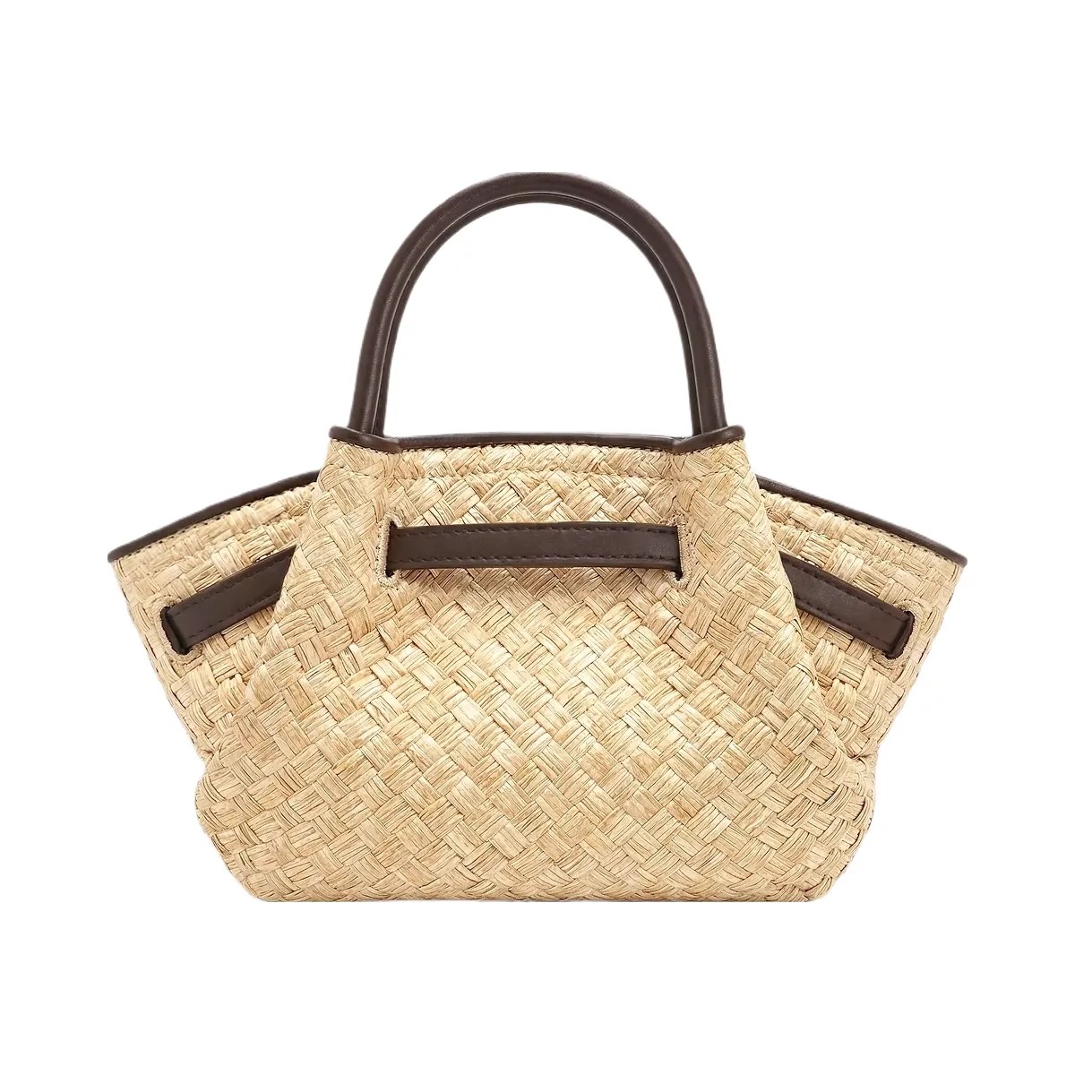 JW PEI Hana Mini Faux Straw Tote Bag Brown - HypeFly India View 4