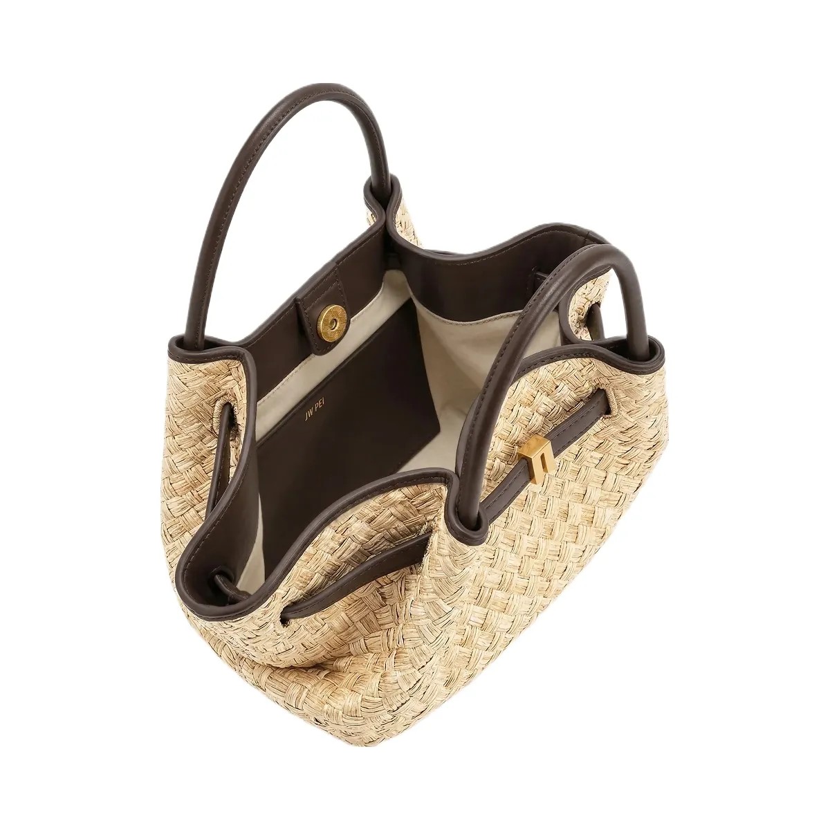 JW PEI Hana Mini Faux Straw Tote Bag Brown - HypeFly India View 5