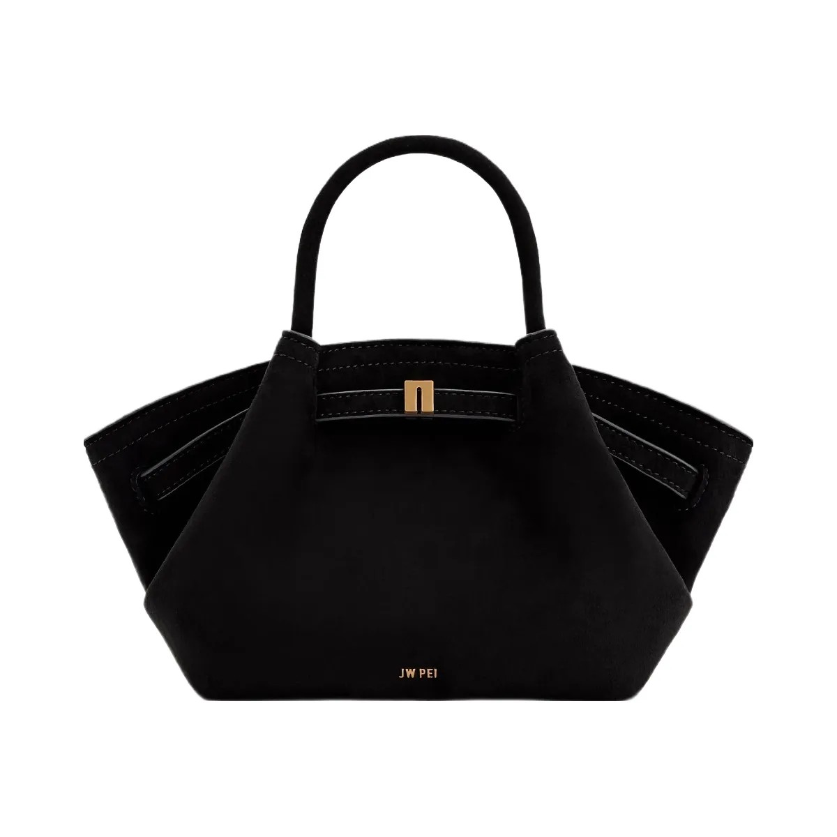 JW PEI Hana Mini Faux Suede Tote Bag Black - HypeFly India View 1