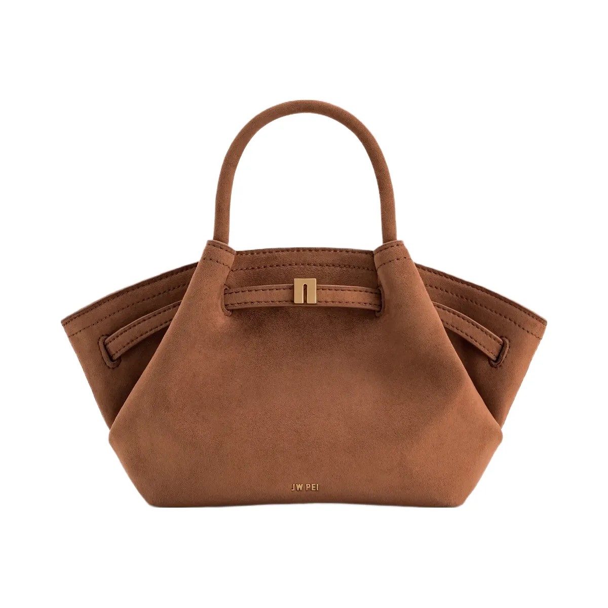 JW PEI Hana Mini Faux Suede Tote Bag Brown - HypeFly India View 1
