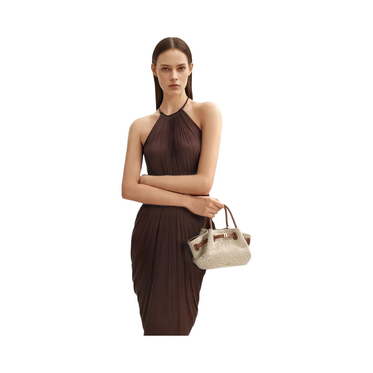 JW PEI Hana Mini Tote Bag Brown Canvas - HypeFly India View 2