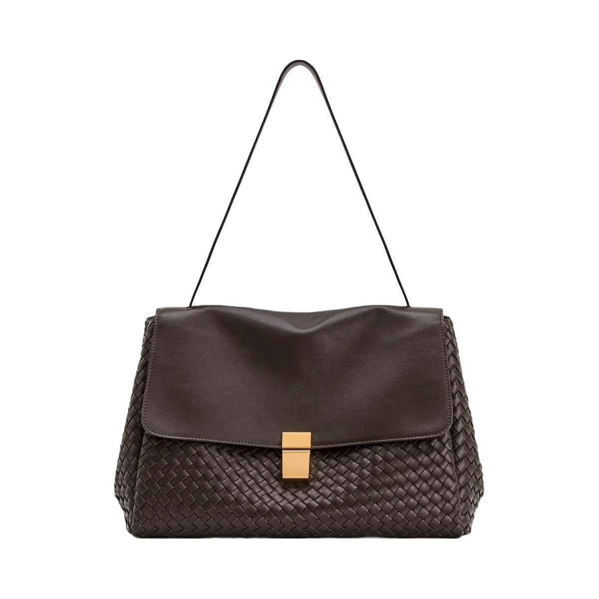 JW PEI Hilary Woven Shoulder Bag Dark Brown - HypeFly India View 1
