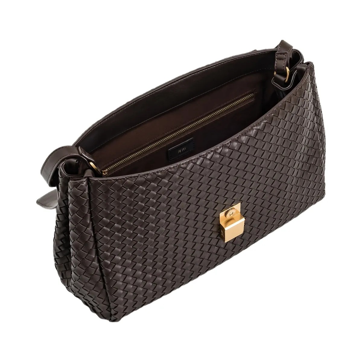 JW PEI Hilary Woven Shoulder Bag Dark Brown - HypeFly India View 4