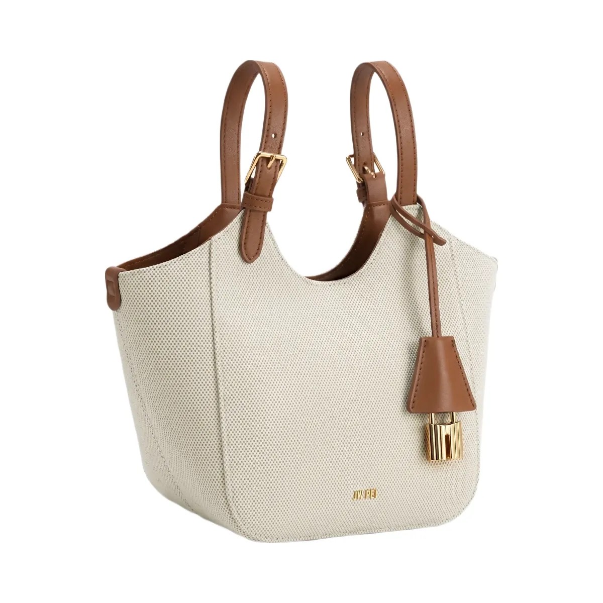JW PEI Ines Padlock Tote Bag Brown Canvas - HypeFly India View 3