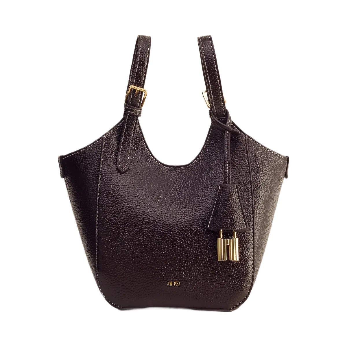 JW PEI Ines Padlock Tote Bag Dark Brown - HypeFly India View 1