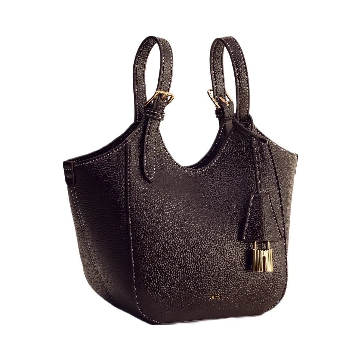 JW PEI Ines Padlock Tote Bag Dark Brown - HypeFly India View 3