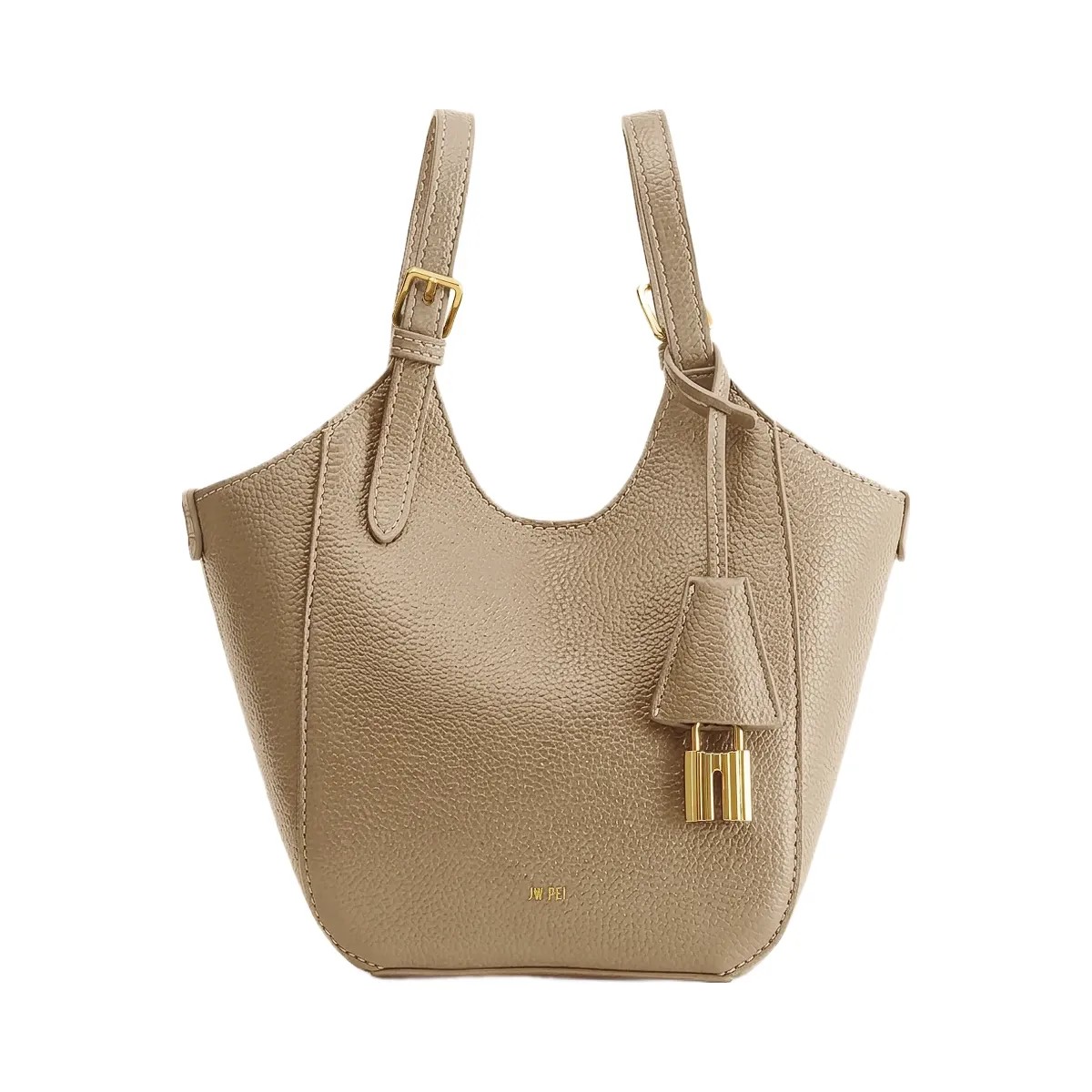 JW PEI Ines Padlock Tote Bag Gray Beige - HypeFly India View 1