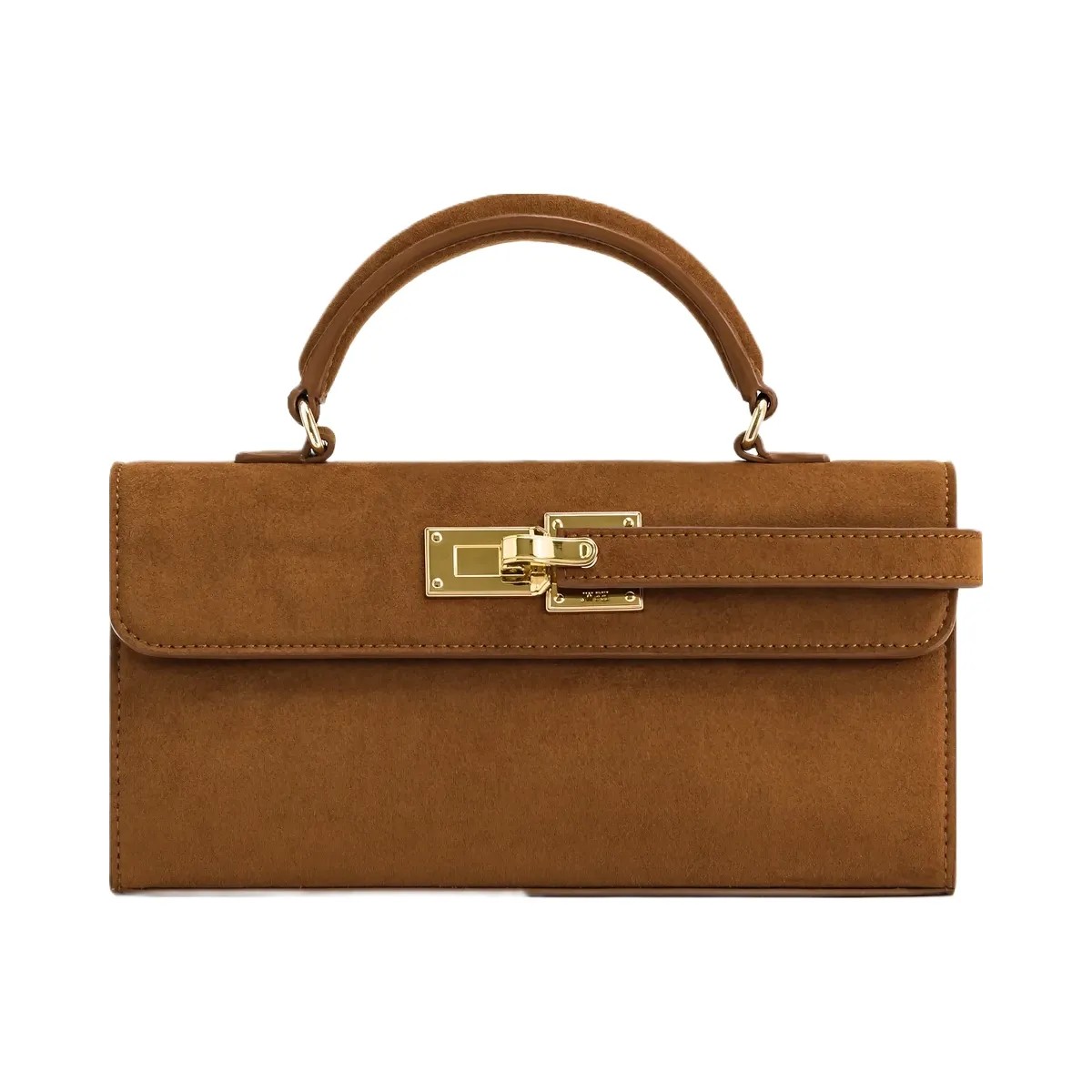 JW PEI Keyla Faux Suede Top Handle Bag Brown - HypeFly India View 1