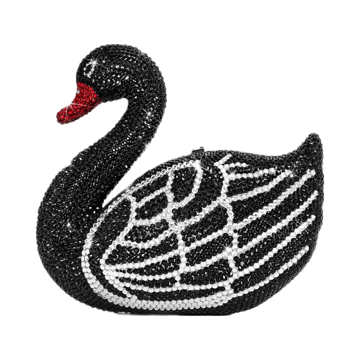 JW PEI Kinsley Crystal Swan Clutch Black - HypeFly India View 1