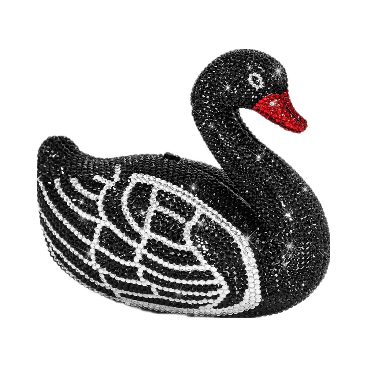 JW PEI Kinsley Crystal Swan Clutch Black - HypeFly India View 2