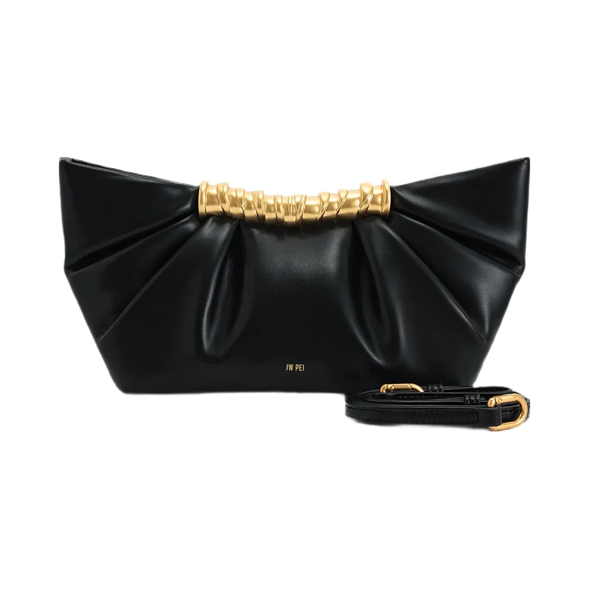 JW PEI Leia Pleated Clutch Black - HypeFly India View 1