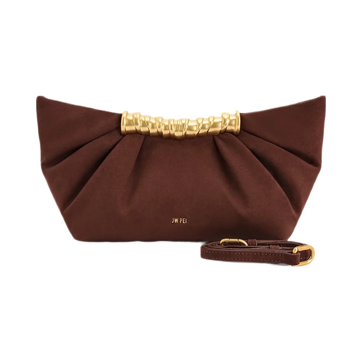 JW PEI Leia Pleated Clutch Dark Brown - HypeFly India View 1