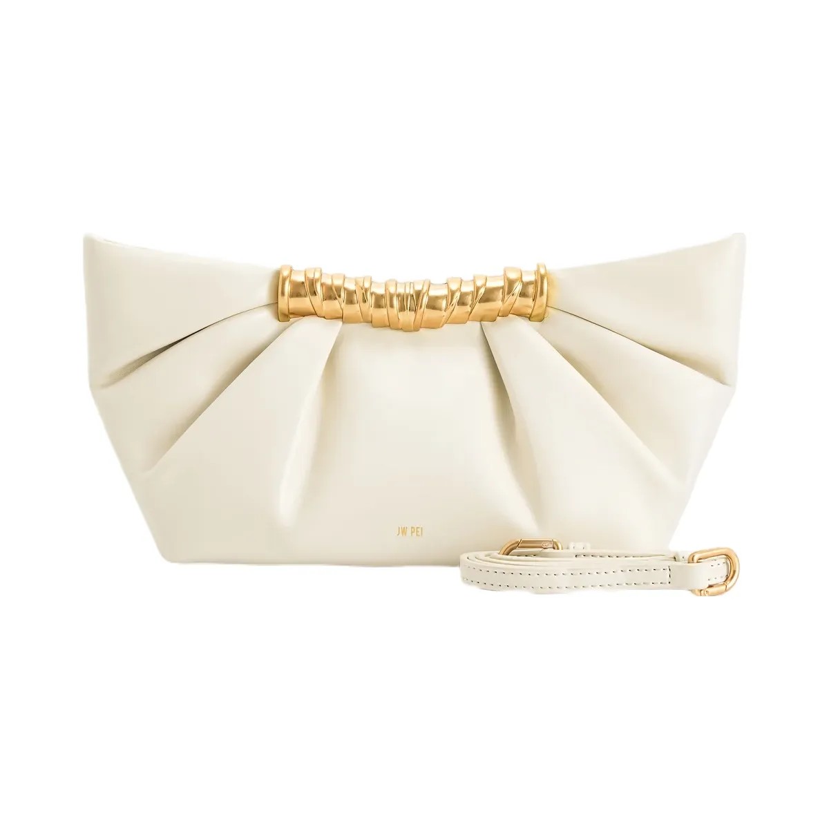 JW PEI Leia Pleated Clutch White - HypeFly India View 1