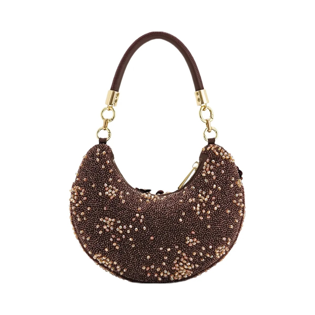 JW PEI Livia Beaded Floral Hobo Bag Brown - HypeFly India View 3