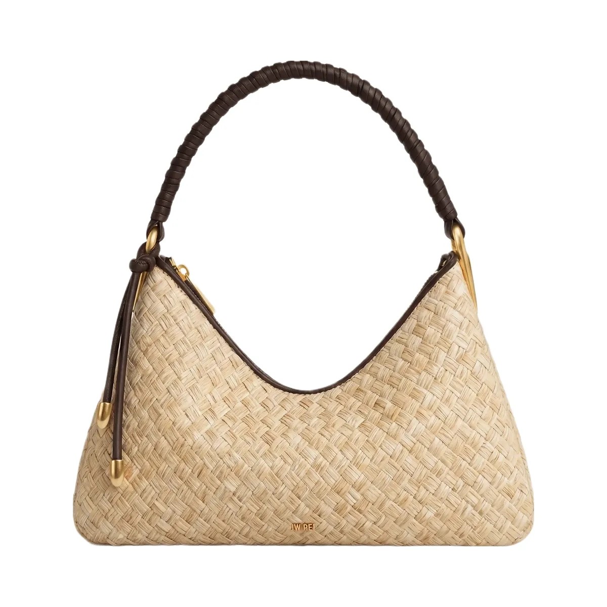 JW PEI Lorena Faux Straw Shoulder Bag Brown - HypeFly India View 1