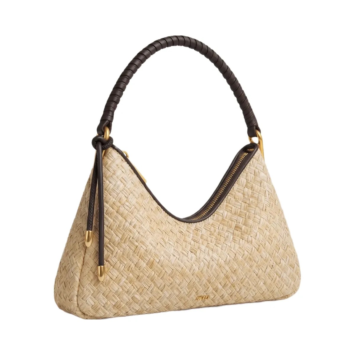 JW PEI Lorena Faux Straw Shoulder Bag Brown - HypeFly India View 2