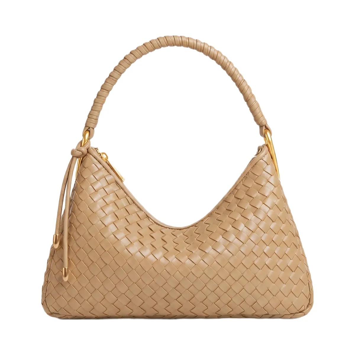 JW PEI Lorena Woven Shoulder Bag Camel - HypeFly India View 1
