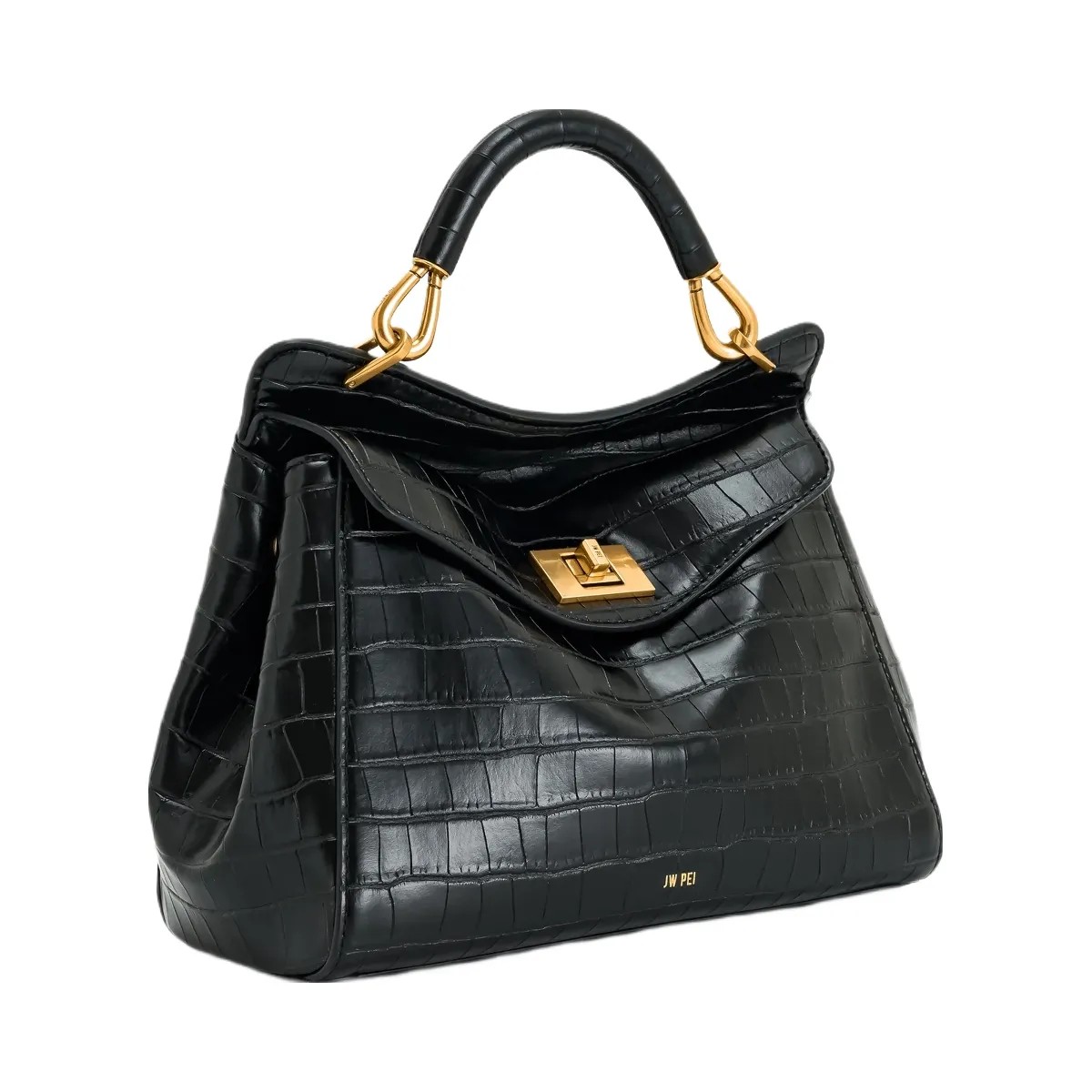 JW PEI Lucia Classic Top Handbag Black Croc - HypeFly India View 2