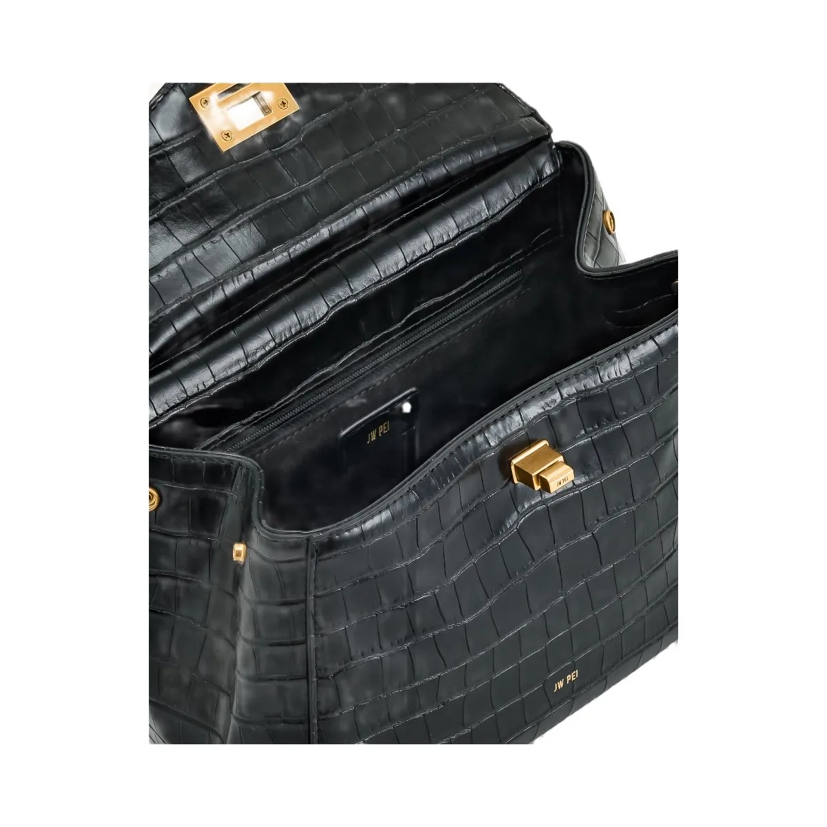 JW PEI Lucia Classic Top Handbag Black Croc - HypeFly India View 4