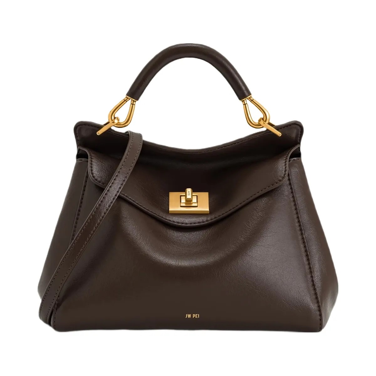 JW PEI Lucia Classic Top Handbag Dark Brown - HypeFly India View 1