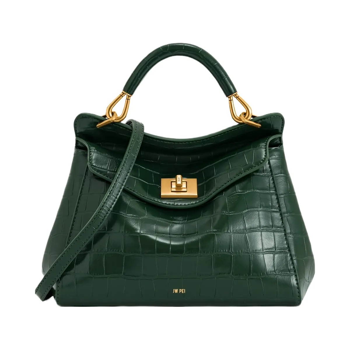 JW PEI Lucia Classic Top Handbag Green Croc - HypeFly India View 1