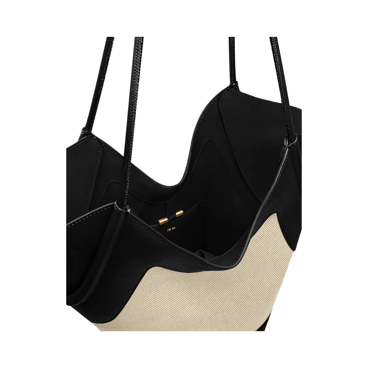 JW PEI Maribel Panel Tote Bag Black Canvas - HypeFly India View 6