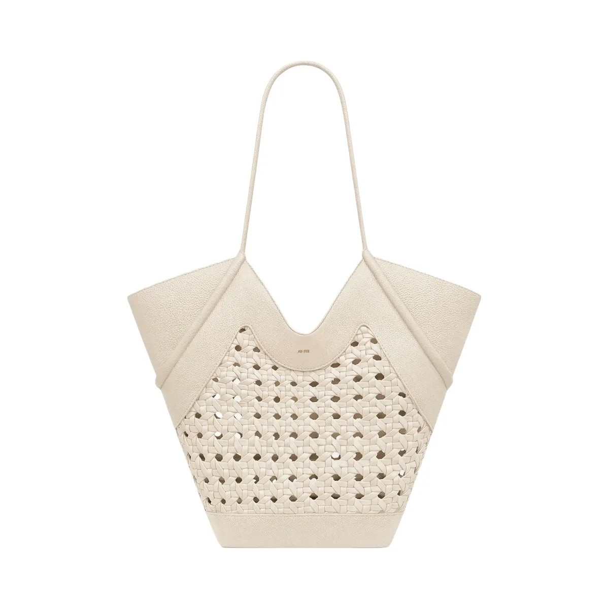 JW PEI Maribel Woven Panel Tote Bag Ivory - HypeFly India View 1