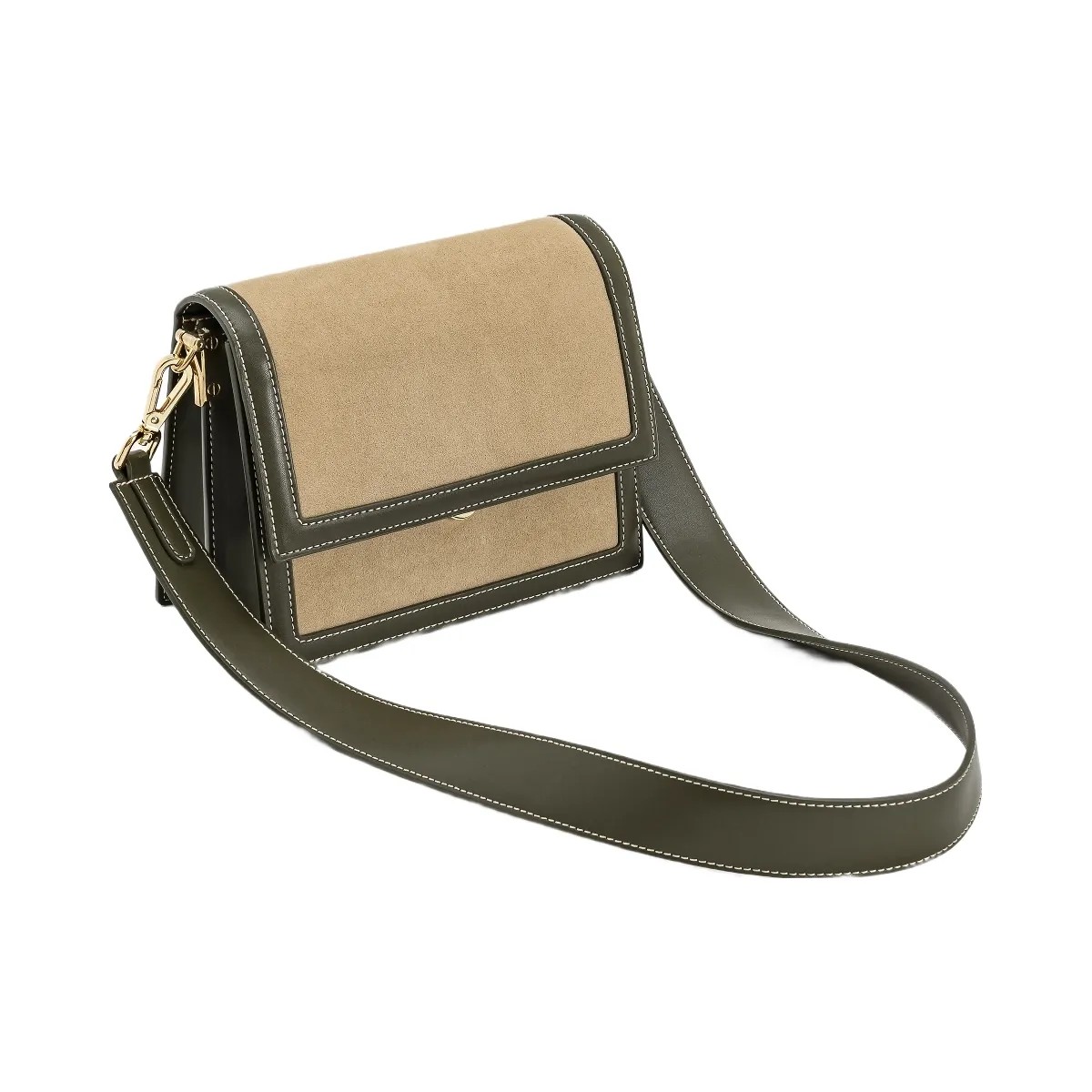 JW PEI Mini Flap Faux Suede Crossbody Green - HypeFly India View 1