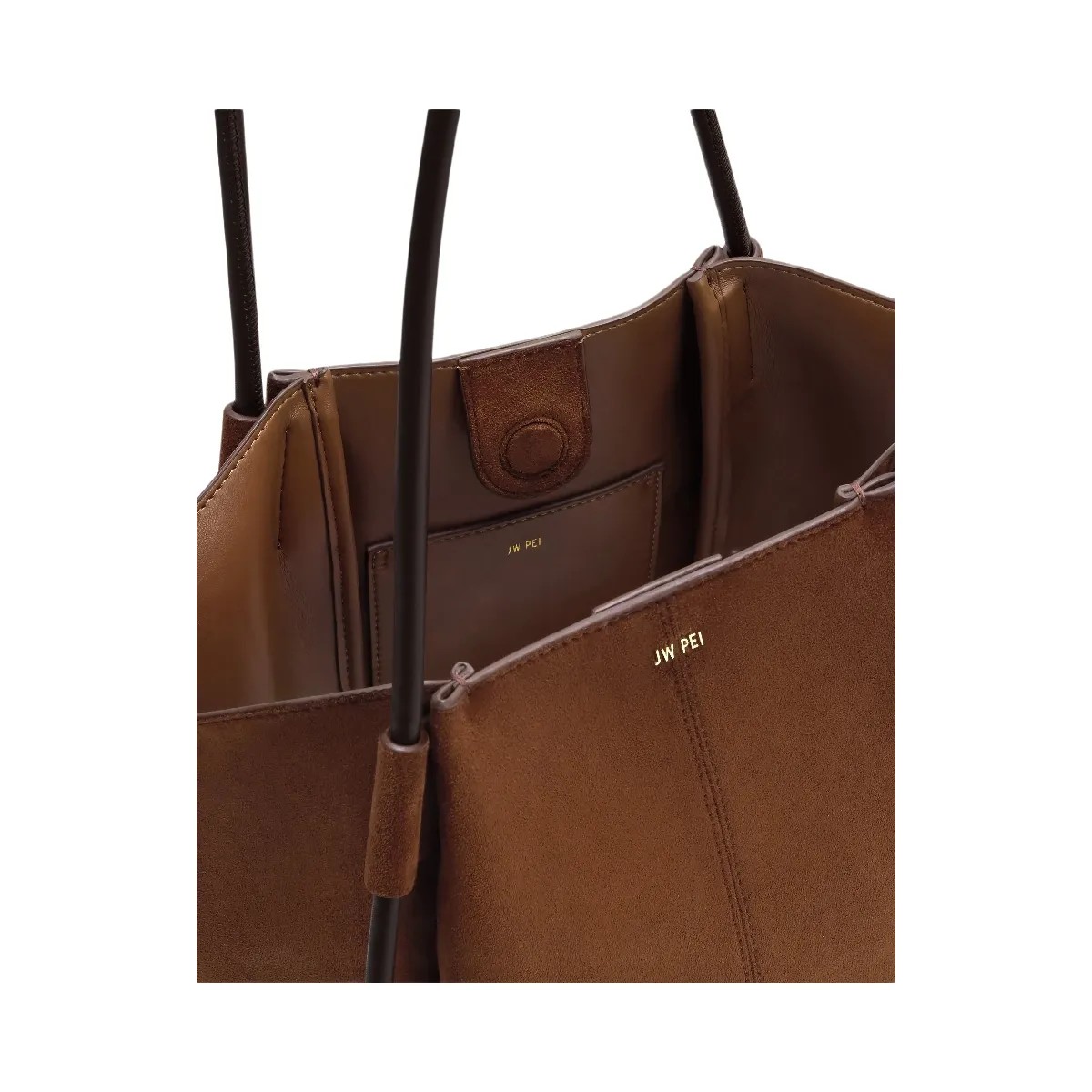 JW PEI Nala Faux Suede Wide Tote Bag Brown - HypeFly India View 4