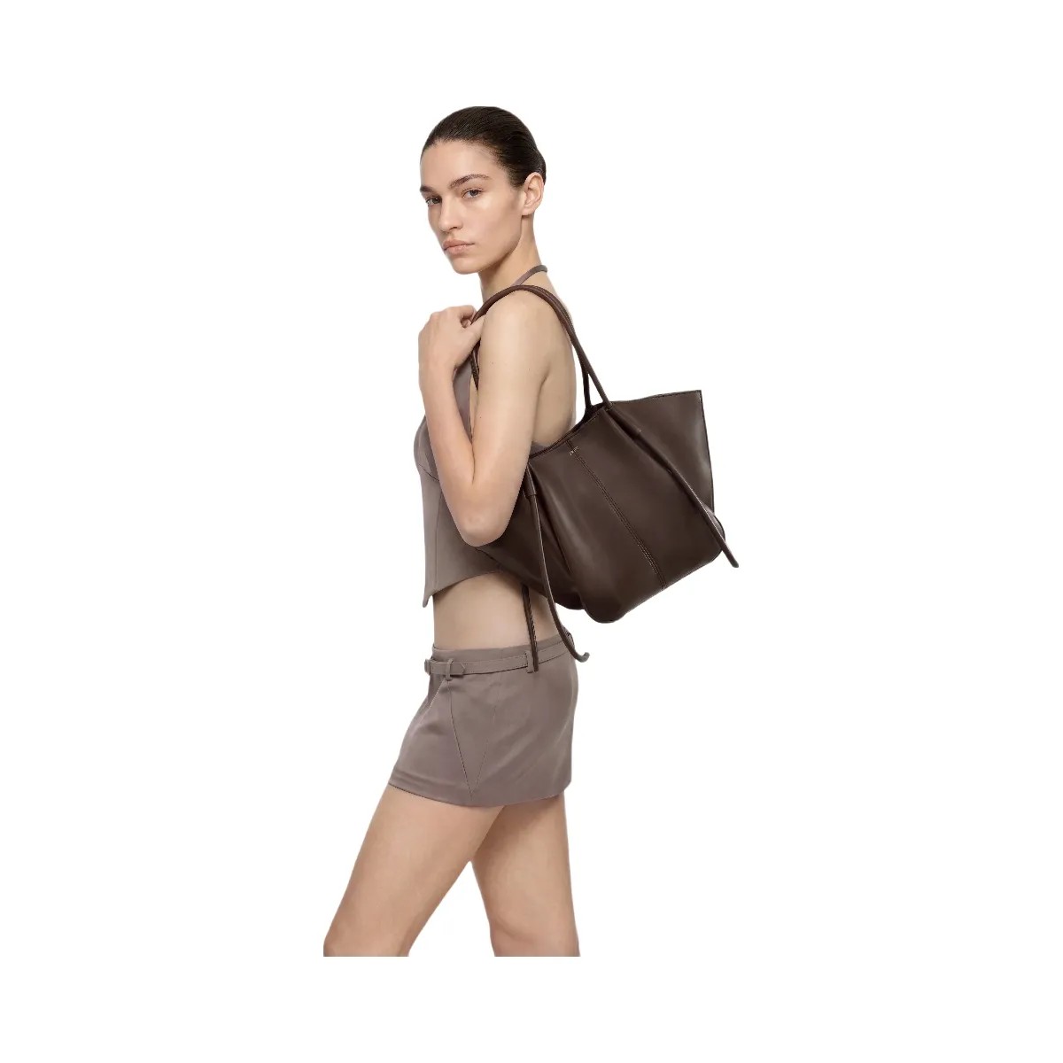 JW PEI Nala Wide Tote Bag Deep Brown - HypeFly India View 2