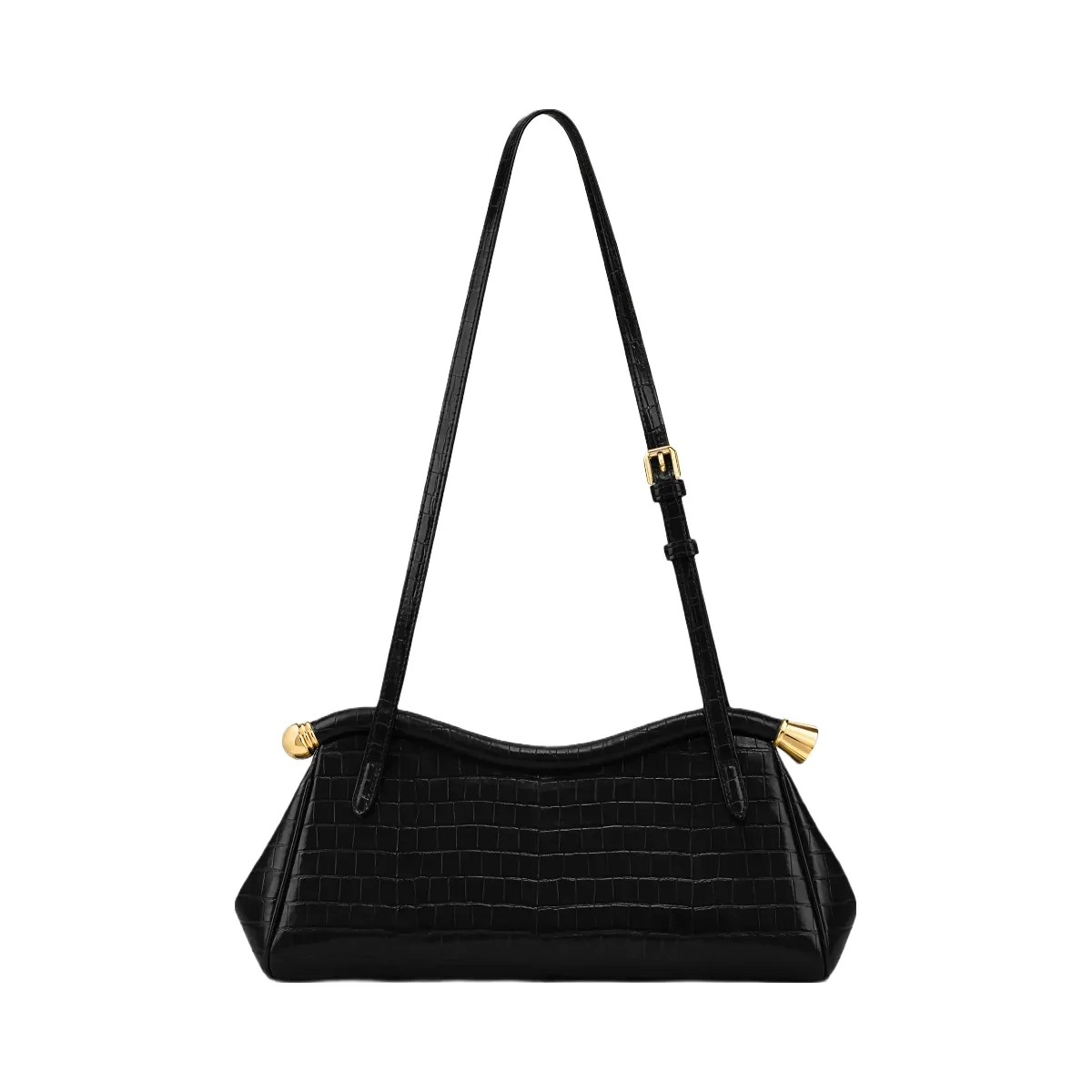 JW PEI Naomi Curved Shoulder Bag Black Croc - HypeFly India View 3