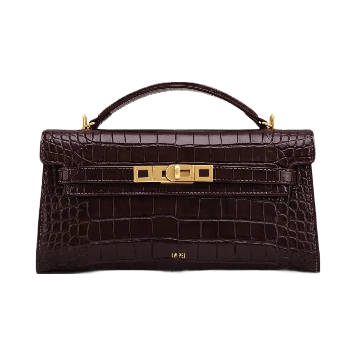 JW PEI Noor Top Handle Bag Dark Brown Croc - HypeFly India View 1