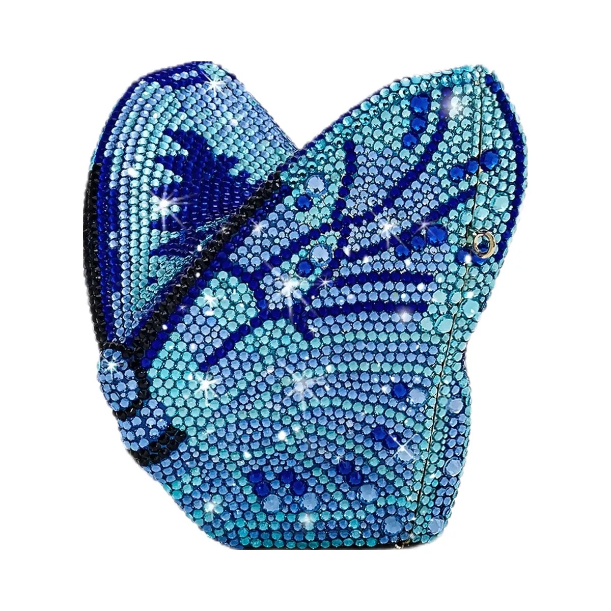 JW PEI Paisley Crystal Butterfly Clutch Blue - HypeFly India View 1