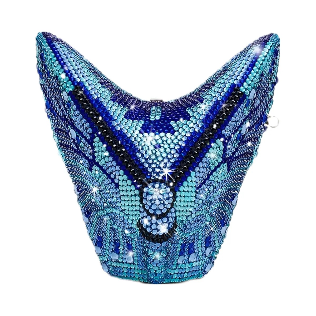 JW PEI Paisley Crystal Butterfly Clutch Blue - HypeFly India View 3