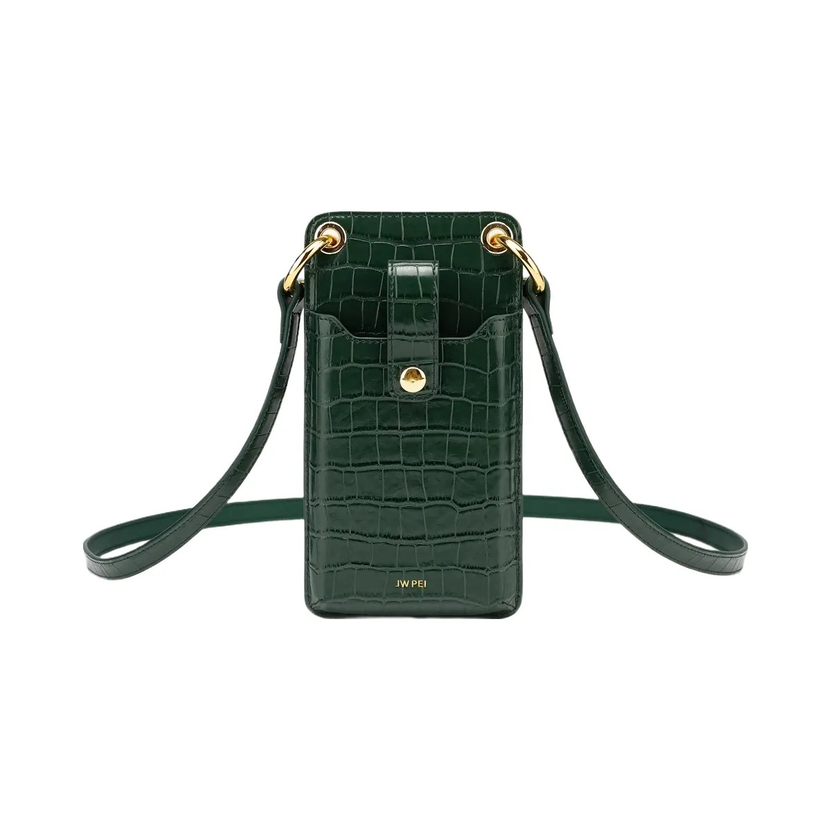 JW PEI Quinn Phone Bag Dark Green Croc - HypeFly India View 1