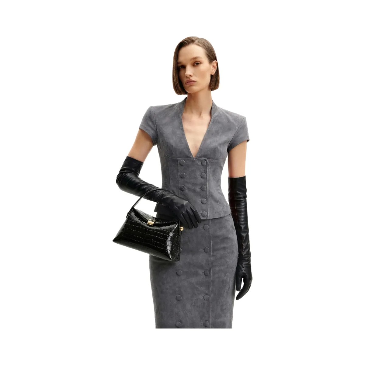 JW PEI Talia Top Handle Bag Black Croc - HypeFly India View 2