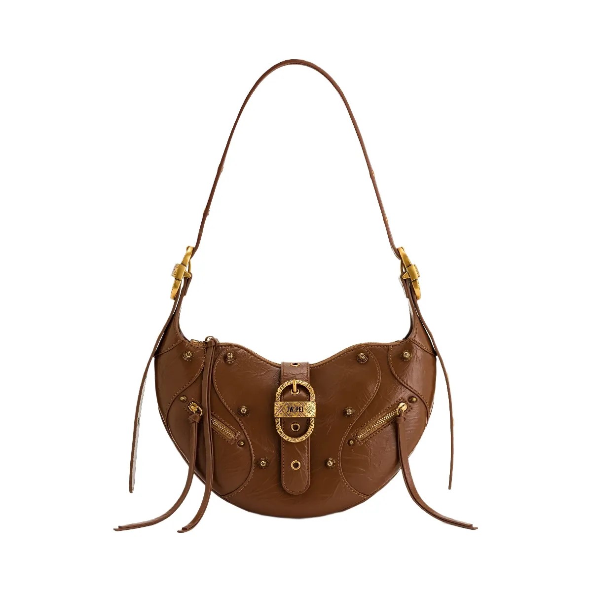 JW PEI Tessa Crushed Shoulder Bag Brown - HypeFly India View 1
