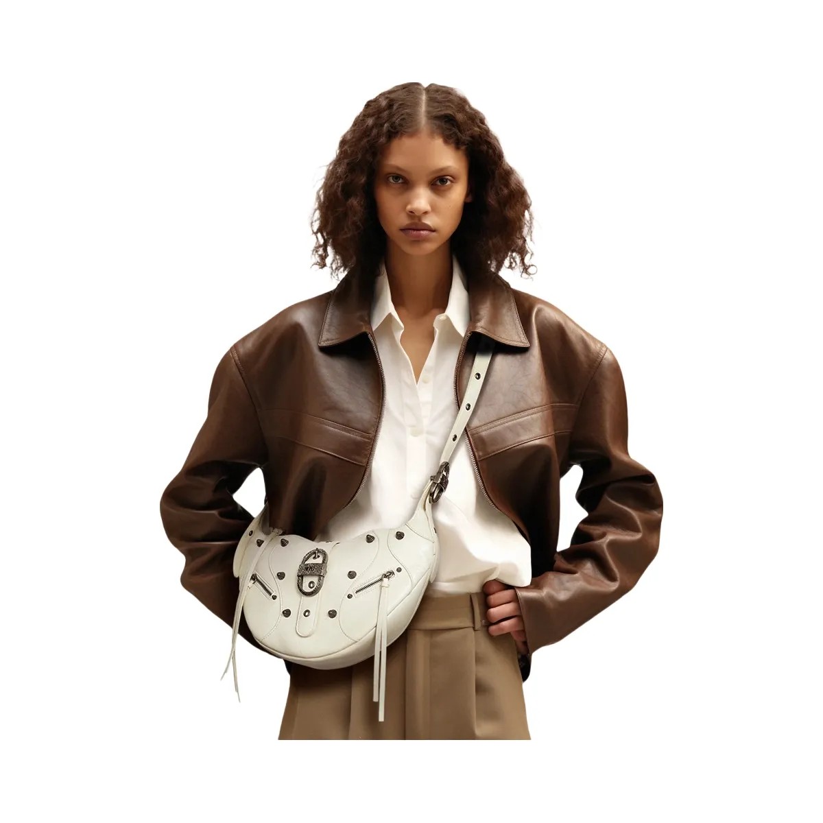 JW PEI Tessa Crushed Shoulder Bag White - HypeFly India View 2