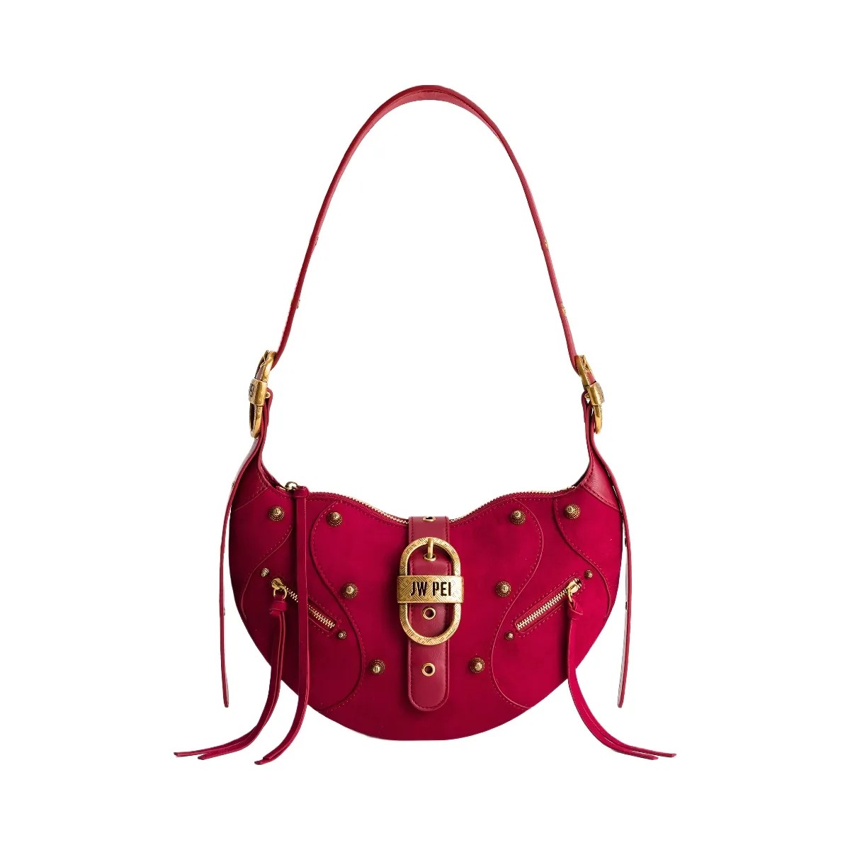 JW PEI Tessa Suede Shoulder Bag Deep Magenta - HypeFly India View 1