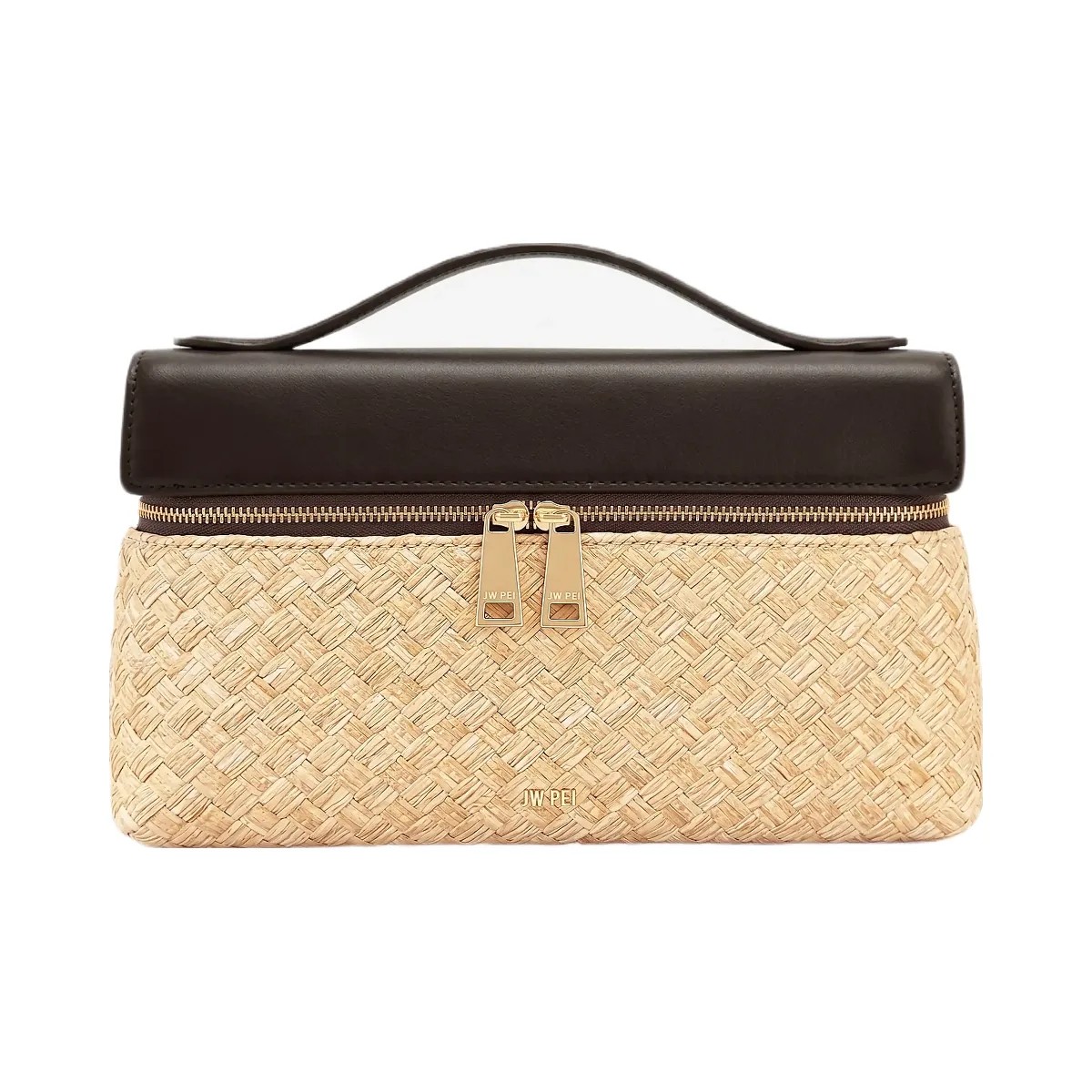 JW PEI Thea Faux Straw Top Handle Bag Brown - HypeFly India View 1