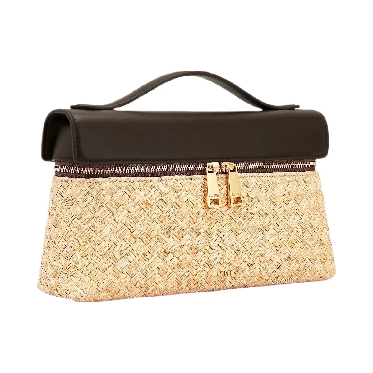 JW PEI Thea Faux Straw Top Handle Bag Brown - HypeFly India View 2
