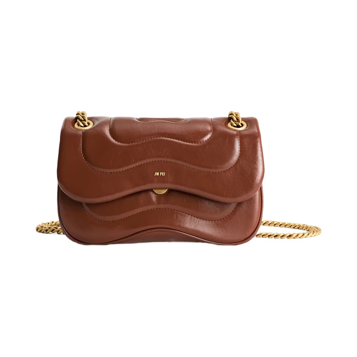 JW PEI Tina Quilted Chain Crossbody Brown - HypeFly India View 1