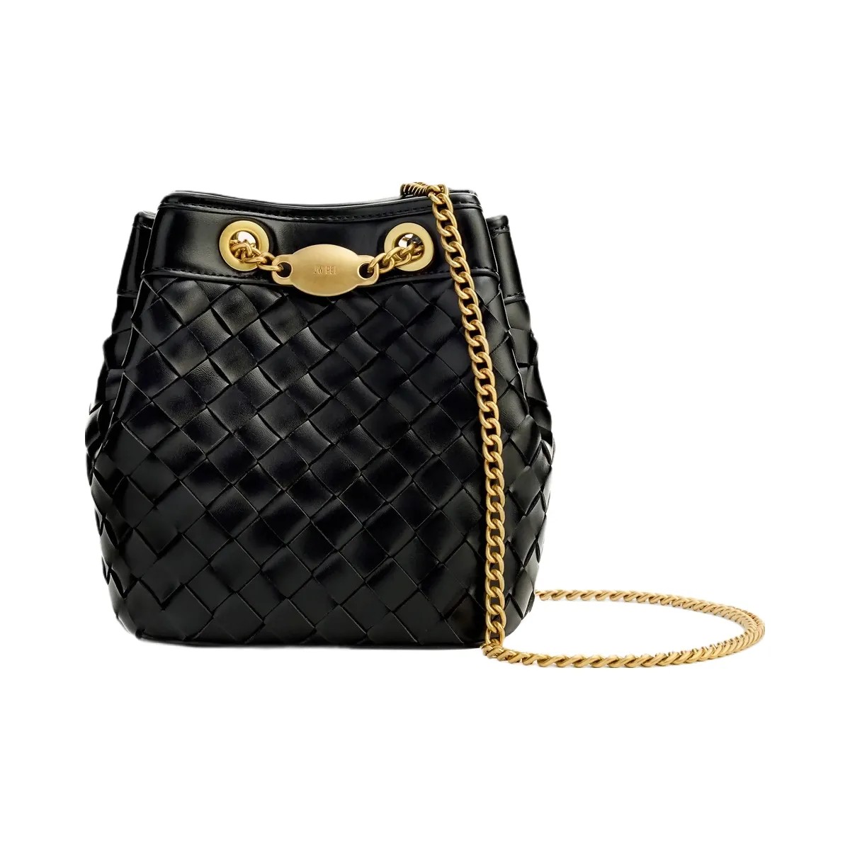 JW PEI Yara Hand Woven Bucket Bag Black - HypeFly India View 1