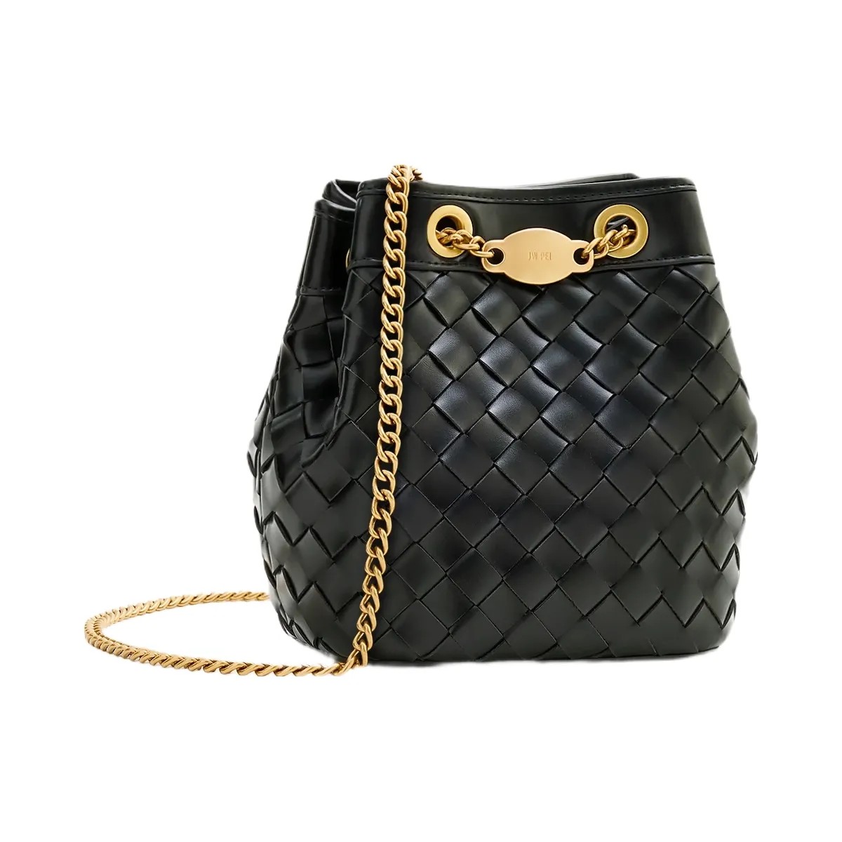 JW PEI Yara Hand Woven Bucket Bag Black - HypeFly India View 2